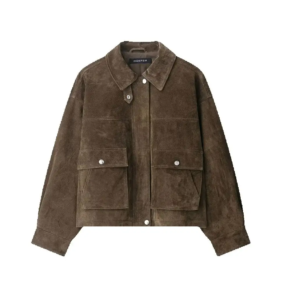 

Autumn new women's clothing European and American lapel long sleeved suede anti leather pilot jacket jacket