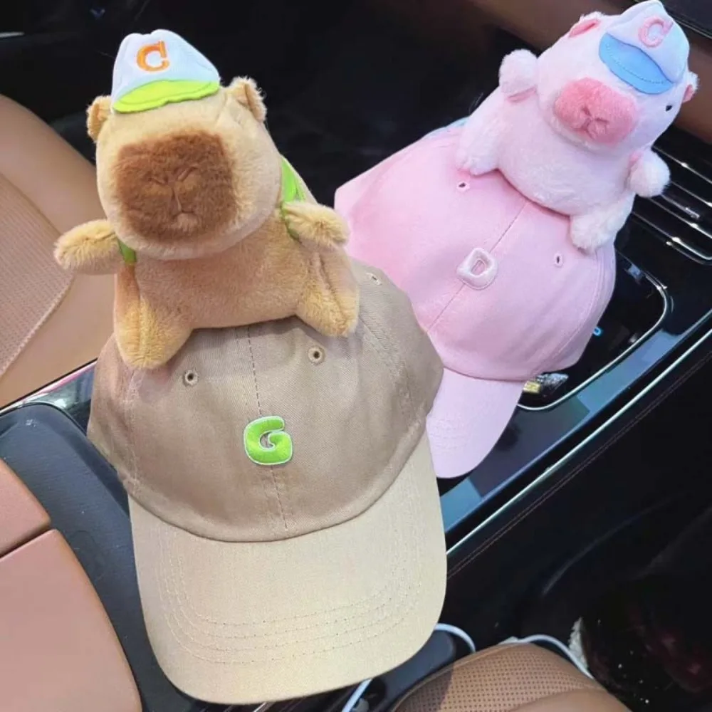 

Breathable Capybara Baseball Cap Adjustable Embroidered Letters Children Peaked Cap Cotton Korean Style Sunscreen Hat Outdoor