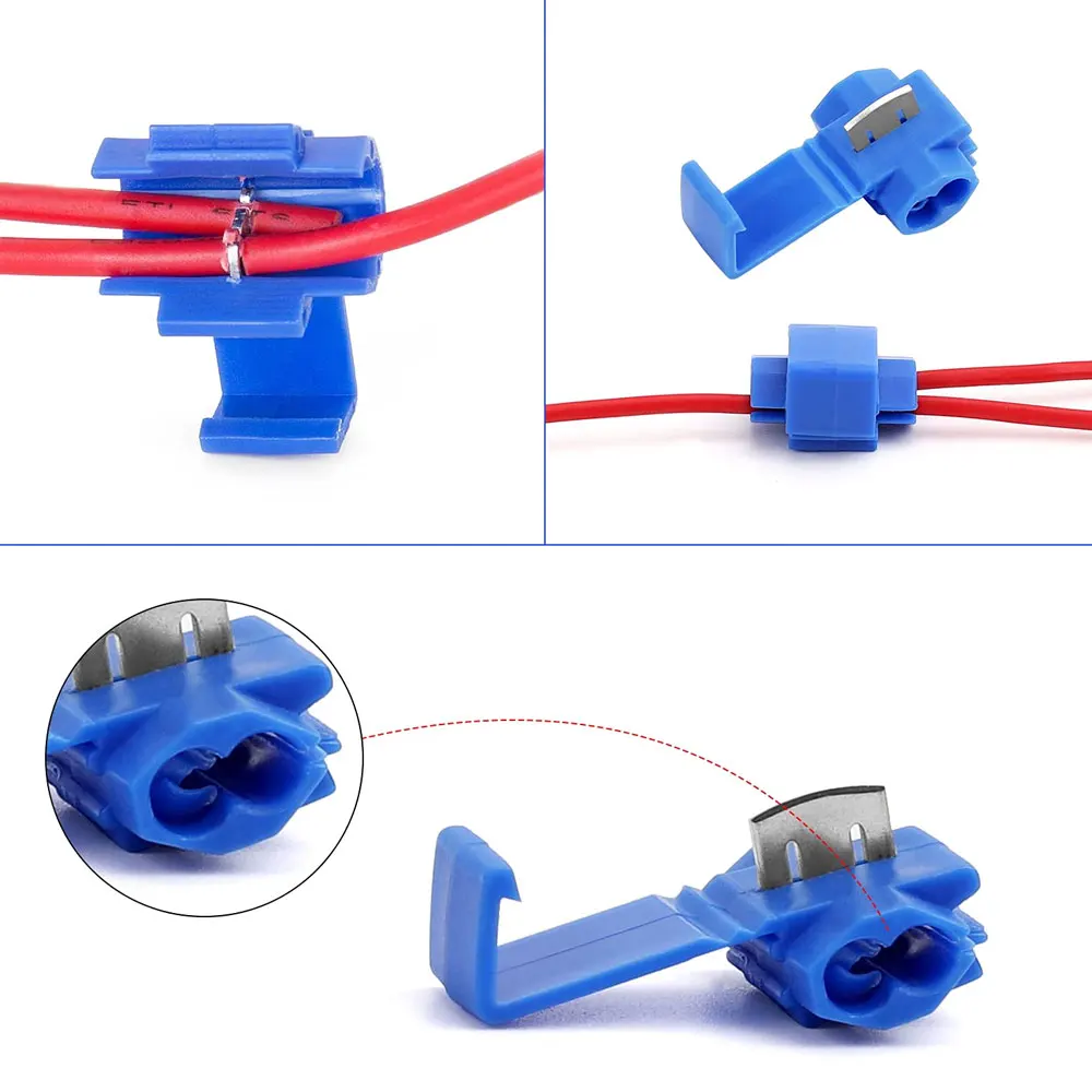 10Pcs Wire Connector Scotch Lock Snap AWG22-18 T Type Wire Electrical Cable Connector S Quick Splice Electrical Terminals