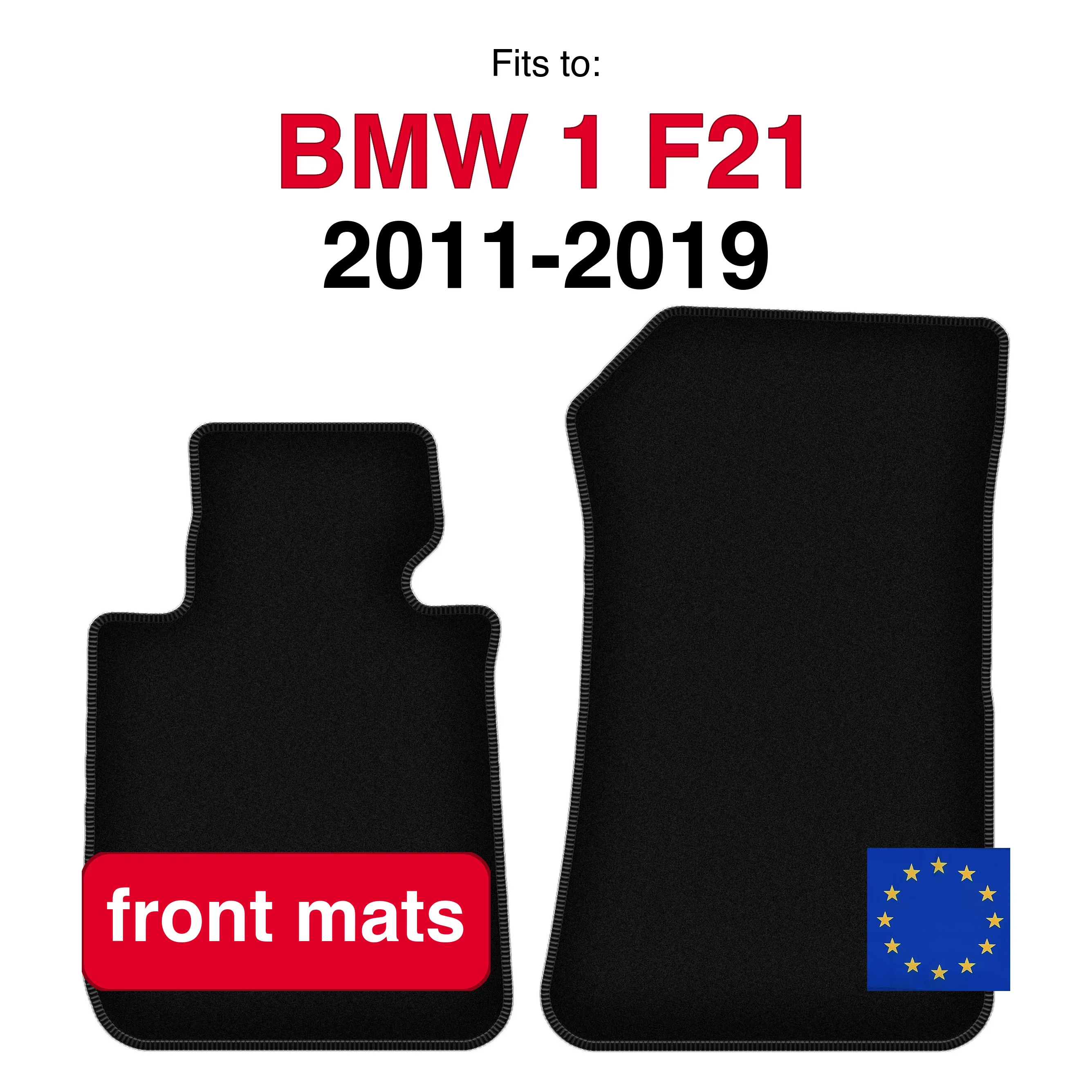 Velours vloermatten voor BMW 1 F20 hatchback (2011-2019) - Zwart (2 stuks) set auto vloermatten voor
