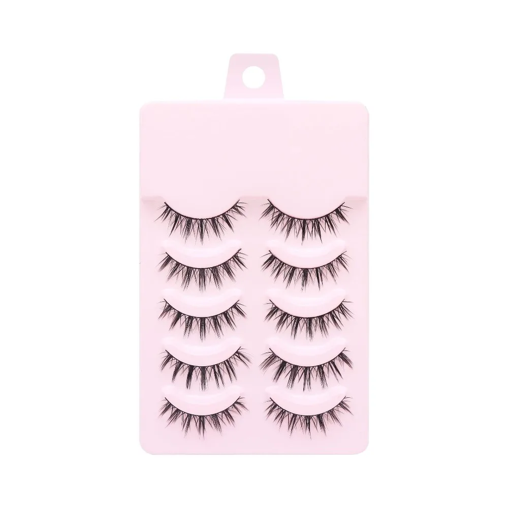 Popular 5 Pairs Manga Lashes Anime Cosplay Multiple Styles Faux Mink Lashes Handmade DIY Nude Makeup Men