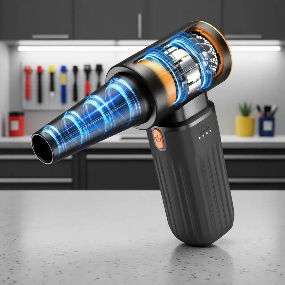 

260000RPM Electric Air Blower with Brush, 3-Speed Adjustable & Rechargeable - Powerful Dust Cleaner for Keyboard, Computer, Car,