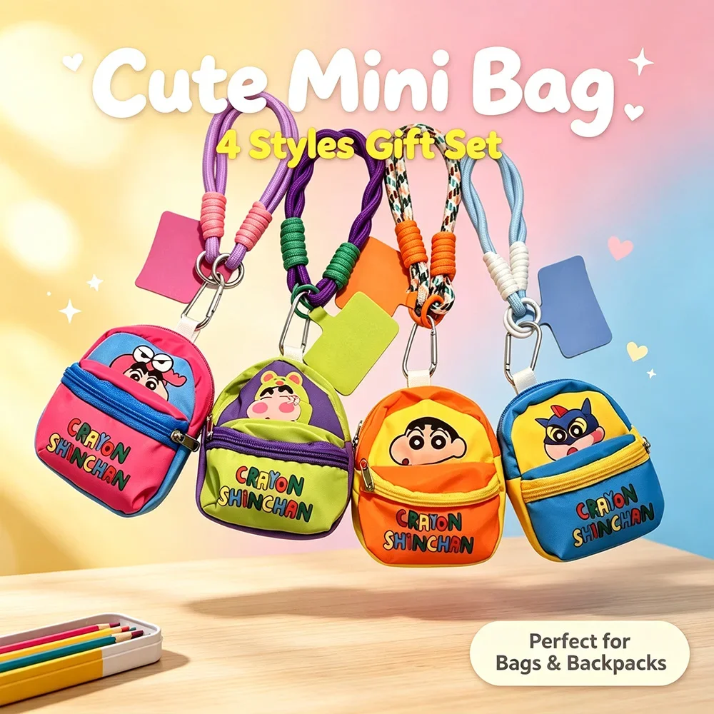 Crayon Shin-chan Mini Lanyard Bag Kawaii Zipper Coin Purse Anti-Lost Phone Wristlet Card Holder Cosmetic Pouch Gift Women Girls view 6