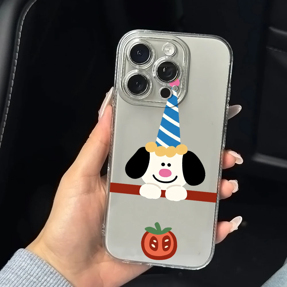 Party hat puppy Silicone Phone Case for iPhone 17 16 15 14 13 12 11 Pro Xs Max Air Mini 7 8 6 6s Plus SE 2020 2022 Cover