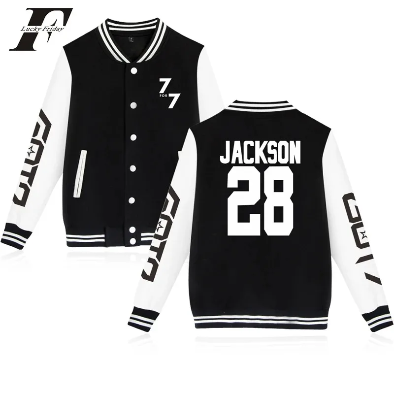 

Luckyfridayf got7 7for7 kpop printed men women baseball jacket hoodies casual sweater long sleeve unisex jackets tops