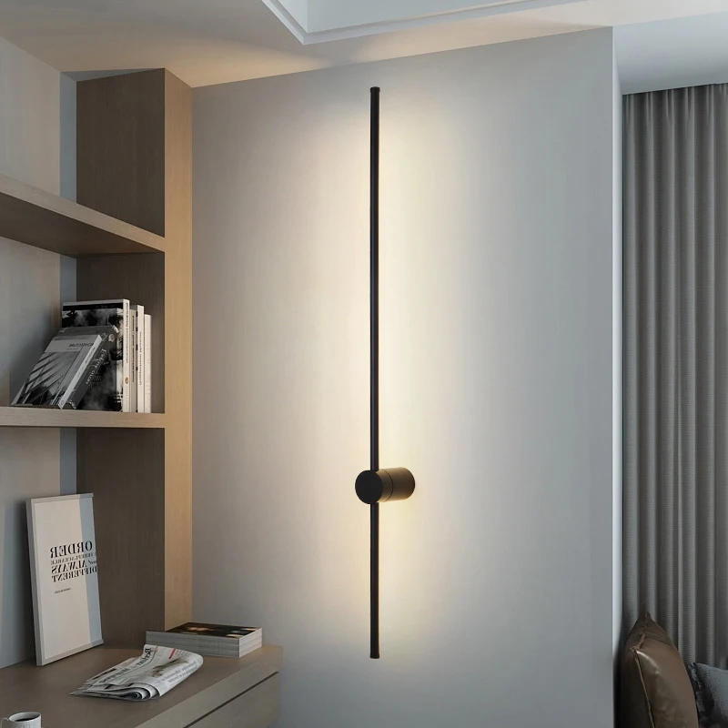 Gold Black Long Strip Wall Lamp for Bedroom Bedside Indoor 350° Rotatable Wall Lights Wall Sconce for Living Room Corriodr Aisle