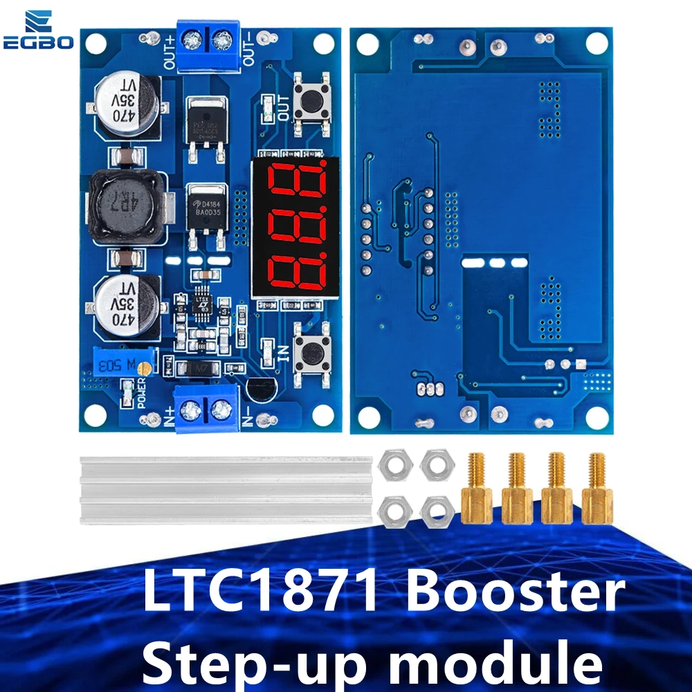 1PCS egbo DC DC-DC 3~35V to 3.5~35V LTC1871 Booster step up Step-up module Converter Regulated Power Supply+VoltMeter