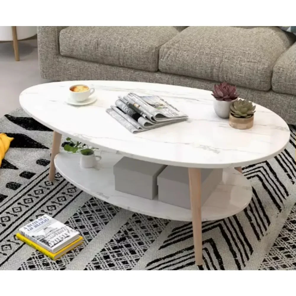 Nordic Style Double Layered Coffee Table Simple and Modern for Small Living Room or Balcony Creative Wooden Side Table