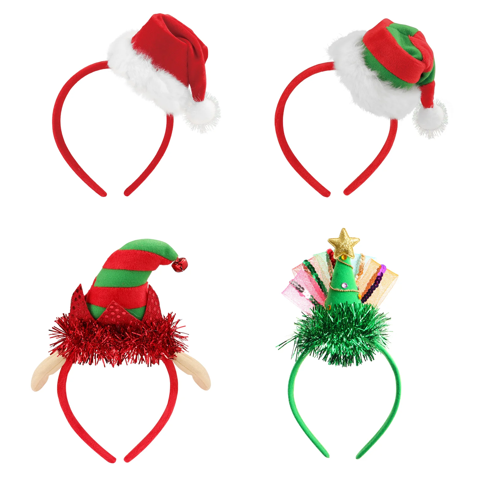 

Frcolor 4pcs Christmas Headbands Lovely Fancy Xmas Headwears Hair Hoops Hair Accessories Kids Adults Christmas Party Favors