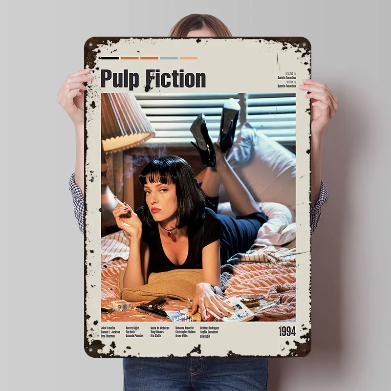 Pulp Fiction Movie Metal Poster Customized Wall Art Retro Vintage Metal Signs for Man Cave Decoration Home Decor Items House