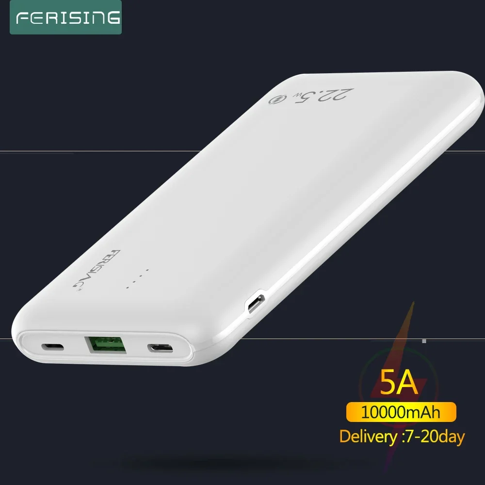 

FERISING 5A/22.5W PD Fast Charger 10000mah Power Bank Portable Charging External Battery 10000 mAh Powerbank for Oneplus Xiaomi