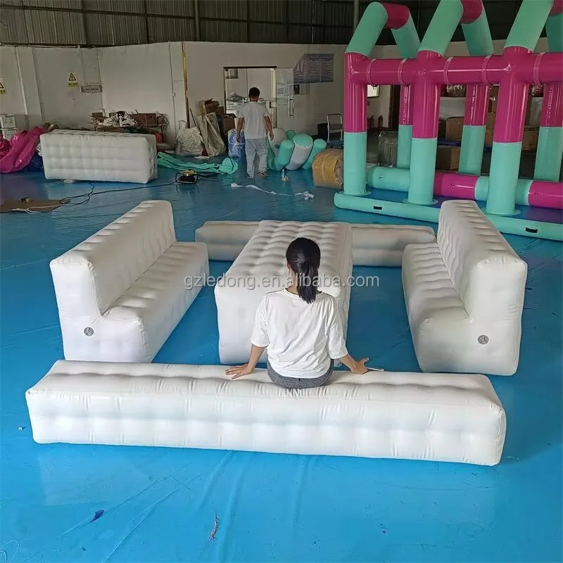 Inflatable sea sofa and table combination floating leisure furniture, with sea inflatable platform, suitable for yacht marine