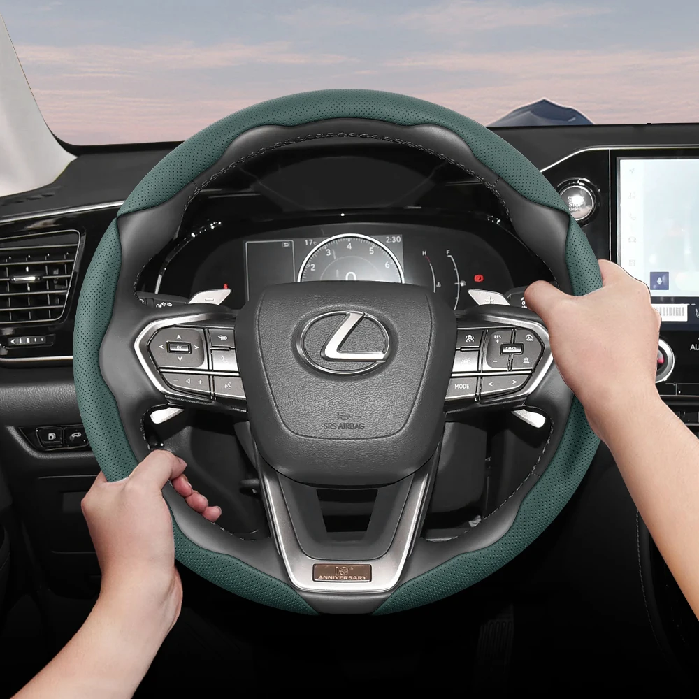 Suitable for Lexus Breathable Hole Leather Steering Wheel Cover Segmented Quick Release Design Non-Slip and Durable Is250 Gs300 Lx570 Nx Is350 Es350 Gx460 Is200 Is300 Ls400 Ls500 Lfa Rx350H Nx300H Lbx Ux Hybrid