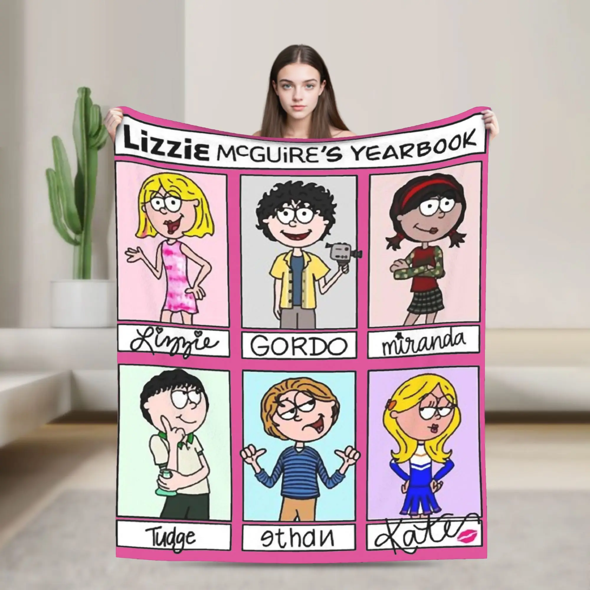 painting Character so cute Lizzie McGuire poster Blanket  Flannel Vintage Warm Throw Blanket for Home All Season