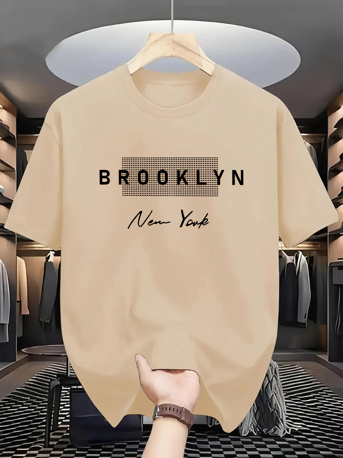 Brooklyn New York Minimal Text Graphic Tee for Men Breathable 100% Cotton Perfect for Summer Casual Streetwear Style