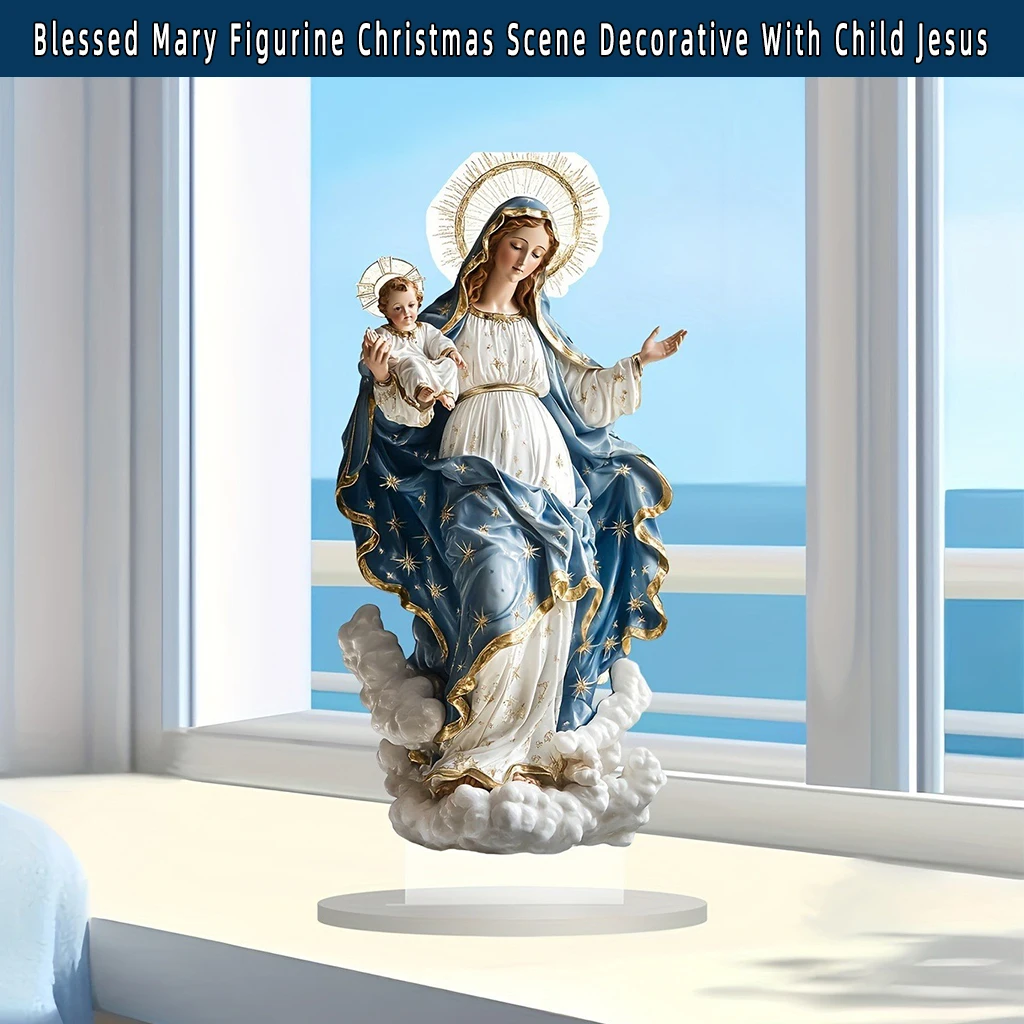 

Y-Девинная Мария, Рождественская сцена, статуя, декоративное украшение для детского Иисуса, настольный дисплей, идеально подходит для праздничных украшений