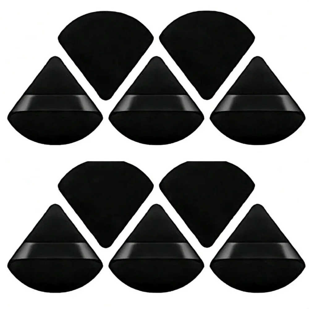 10st zwarte driehoekige poederdons, fluwelen zachte make-upspons voor foundation blending, cosmetische gezichtsblender beauty tool set