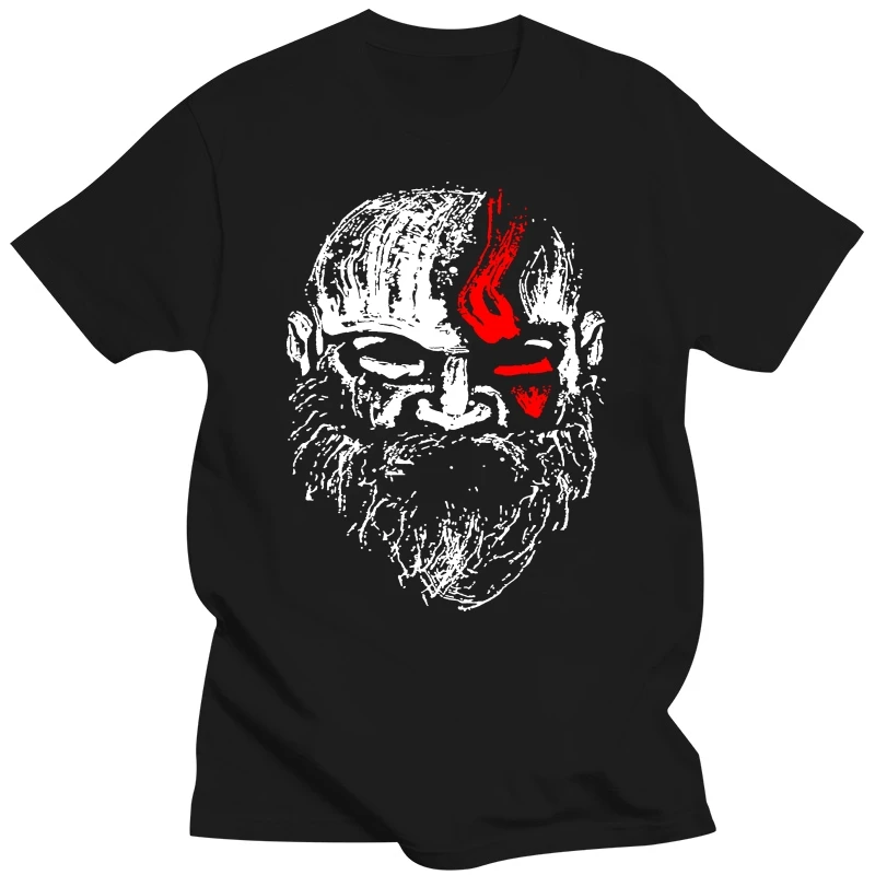 Old Man Kratos God Of War Unisex Gaming Geek Black T-Shirt men  T shirts