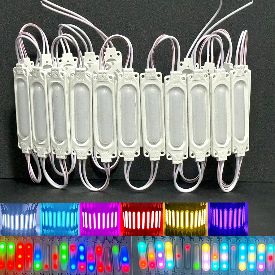 

20PCS/lot 10 Colors Available 12V RGB Highlight Led Module Waterproof IP65 COB Light Strip Backlight Shop Banner Car Decoration