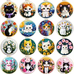 SDOYUNO-Felt Tool Instruction Included,Handicraft Felt,Arts Crafts,Colors,Cat Animals,Worsted Wool,Punch Needle Kit,Diy,Handmade