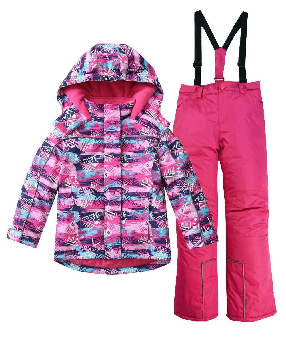 Conjunto de ternos de esqui impermeáveis e à prova de vento para crianças, casaco e calçado snowboard, roupa esportiva ao ar livre para crianças, quente para meninas, novo, 3-12T