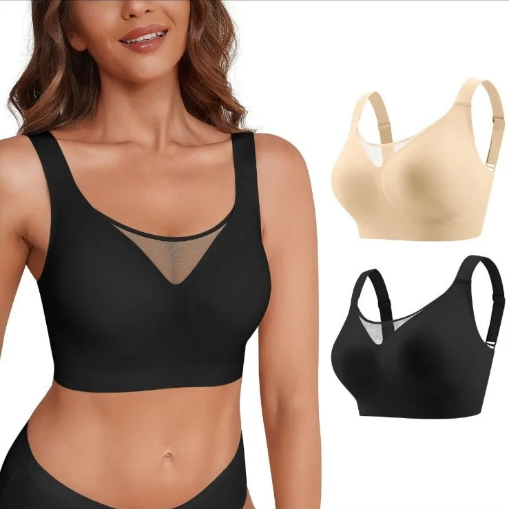 KUCLUT Upgraded plus size jelly seamless anti sagging underwear for sports comfort, anti glare and beautiful back text bra