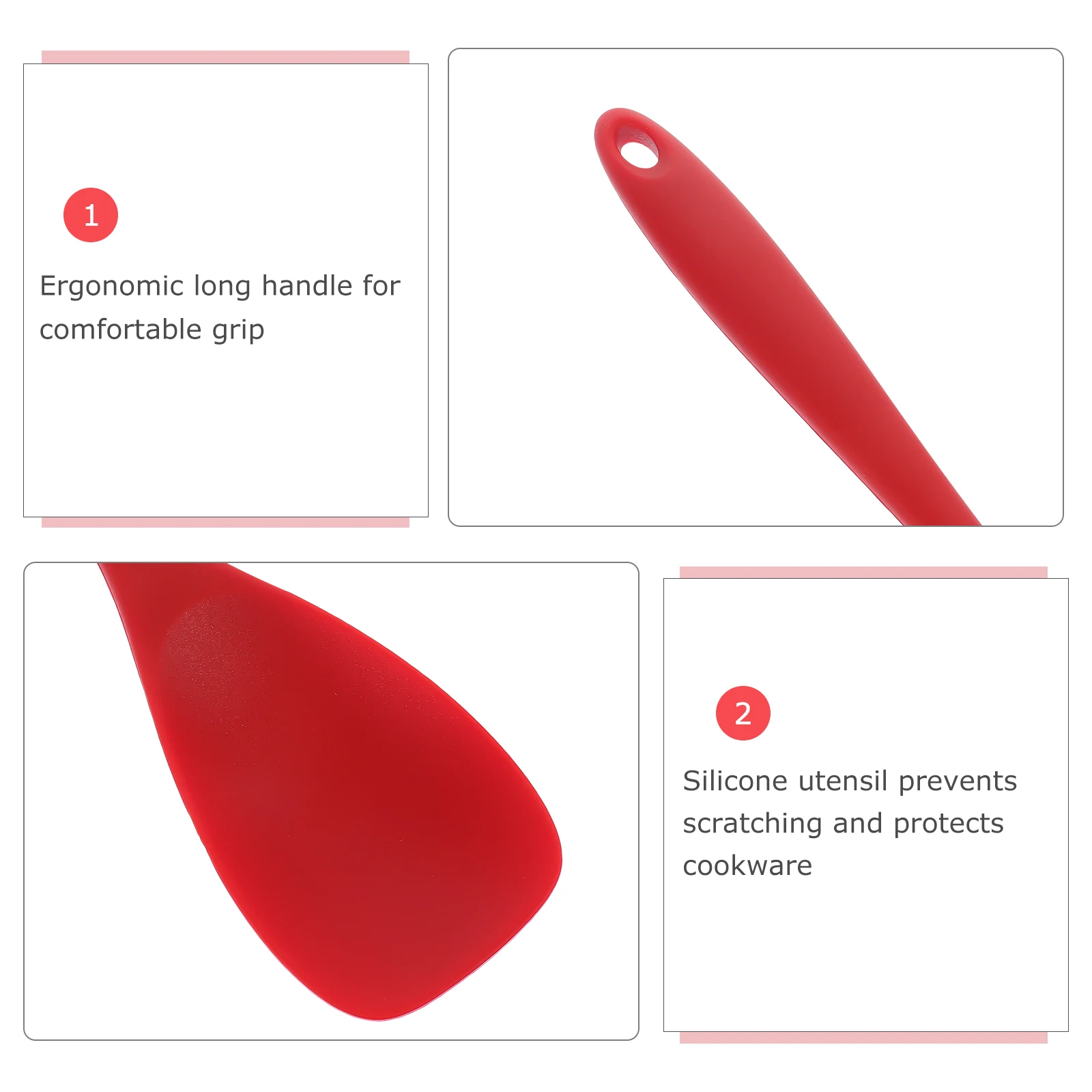 

1pc Silicone Spatula Pink Portable Kitchen Cooking Utensils Wok Safe Nonstick Multifunction Household Frying Supplies
