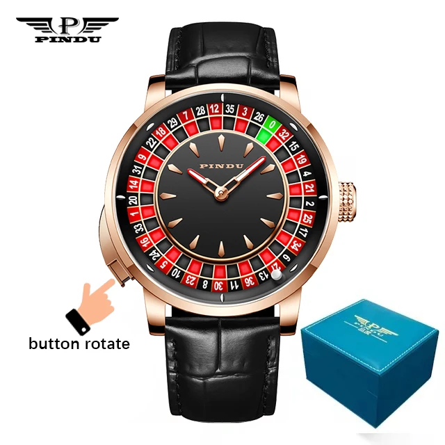 PINDU Horloge Topmerk Luxe Verbeterde Versie Knop Roulette heren Mechanisch Horloge Roestvrij Staal NH35A Saffierglas Horloge