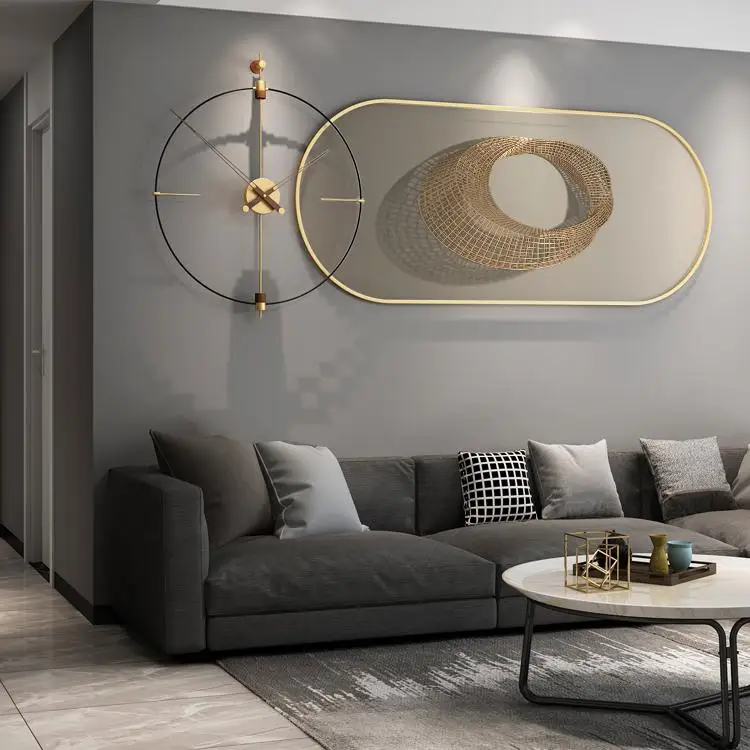 

Modern light luxury restaurant wall clock living room clock clock decoration painting simple atmosphere Nordic new high-end wall