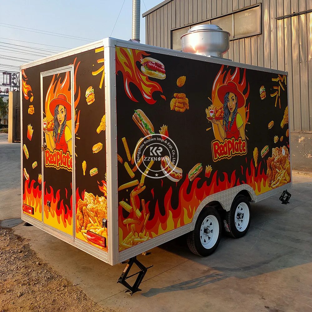 

Customized Street Mobile Hot Dog Ice Cream Cart Food Trailer Catering Trailer Concession Mobile Food Truck With Full Kitchen