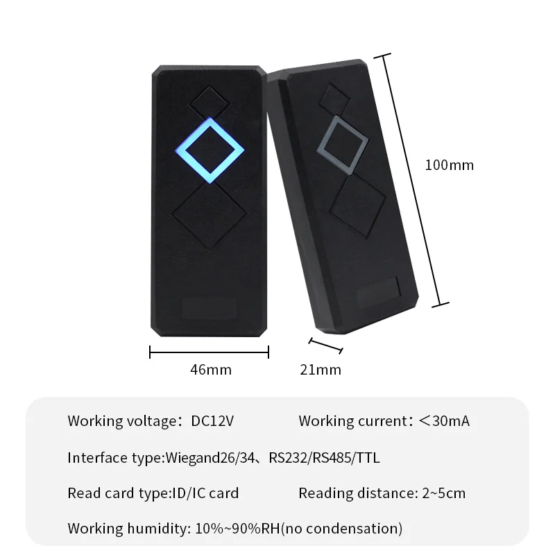 Imagem -05 - Leitor Inteligente Rfid sem Contato Nfc Impermeável ic Wiegand 26 Card Access Control 125khz id 13.56mhz dc 12v