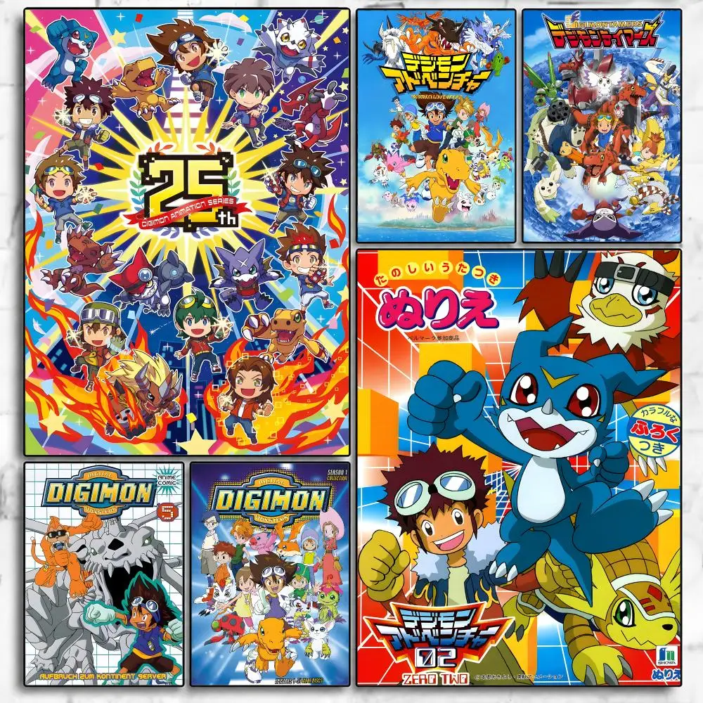 Animation Digimon Poster Poster Room Wall Art Decor Waterproof Stickers For Home Bar Bedroom Decoration