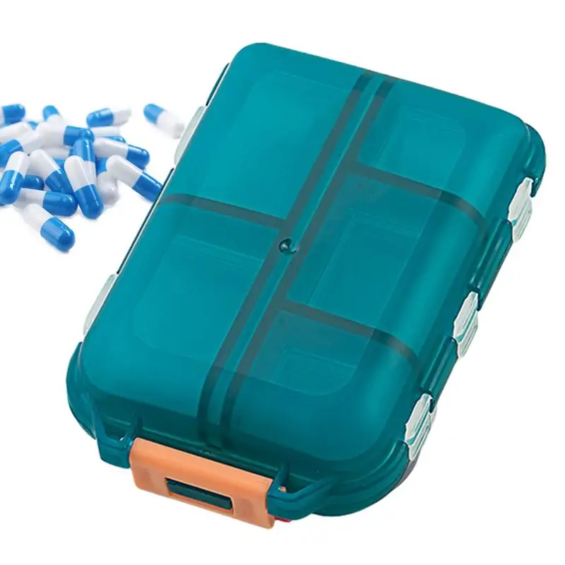 Medicine Pill Organizer 10 Grids Waterproof Portable Medicine Box Large Capacity Medicine Containers With Ergonomic Closure