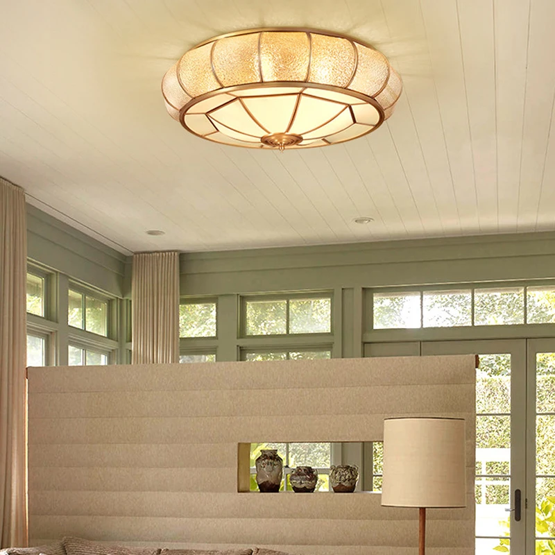 European Style All Copper Ceiling Light Personalized Creativity Ceiling Light Restaurant Living Room Study Bedroom Lighting