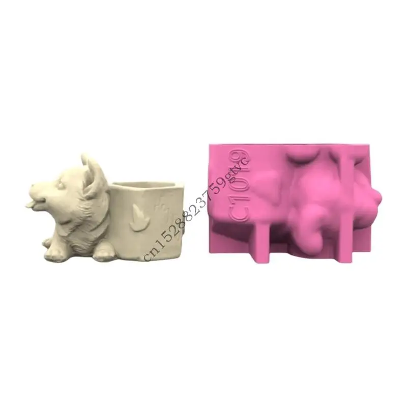 

D0UF Versatile Silicone Mould for Dog Flower Pots Easy Demoulding Cement Planter Accessory for Enthusiasts Household