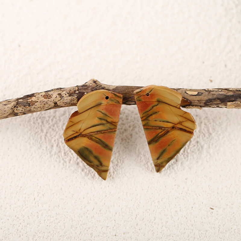 Auburn Multi-Color Picasso Jasper Carved Earring Beads-Handmade Natural Jewelry Ear Ornaments