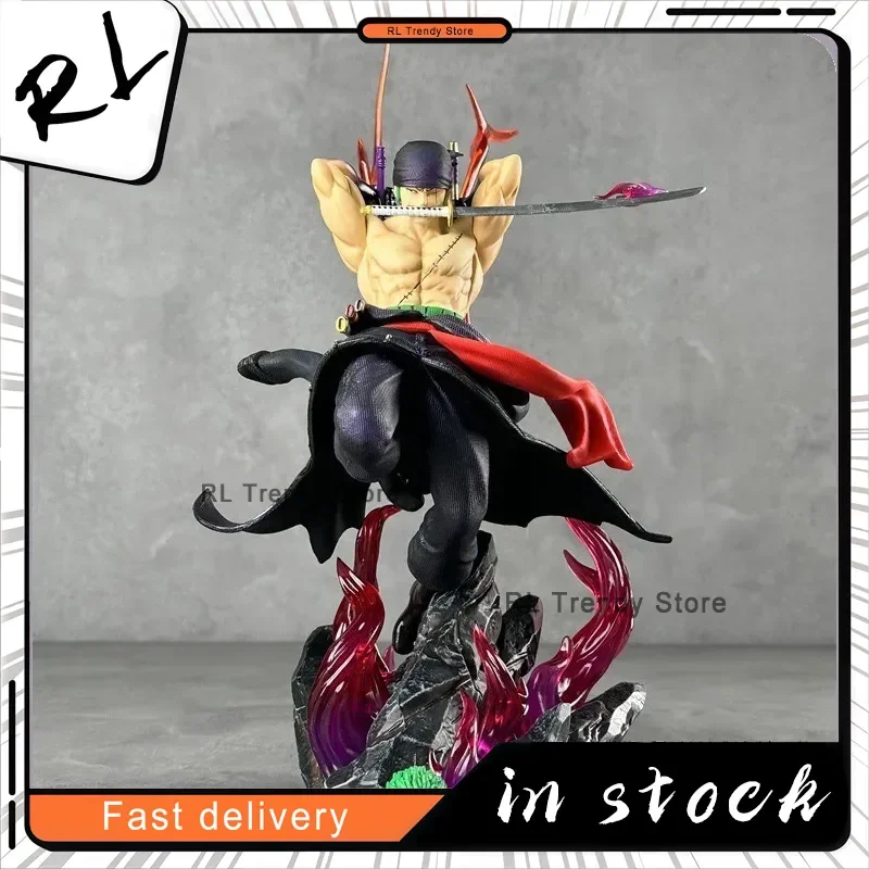 One Piece Roronoa Zoro 28CM Action Figure Stile a tre spazole Doppia testa Scambiabile Animazione Statua Giocattolo da collezione Regalo