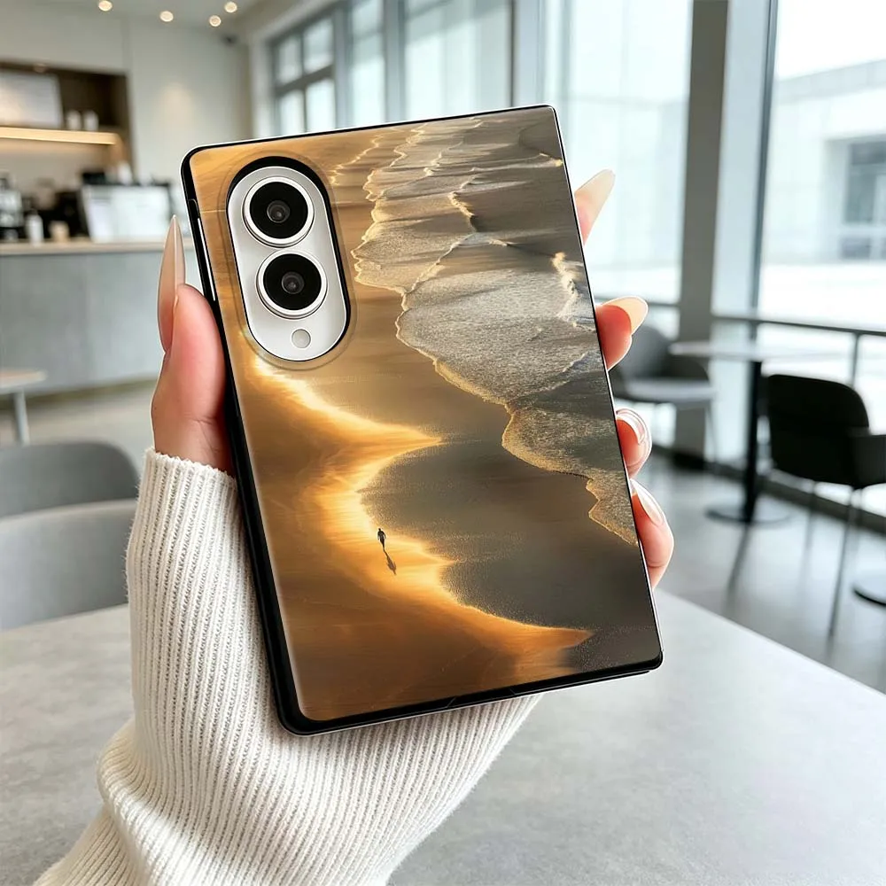 Golden Beach Lone Figure Phone Case For Samsung Galaxy Z Flip 8 Z Fold 8 Z Flip8 Wide ZFold Wide Shockproof Cover