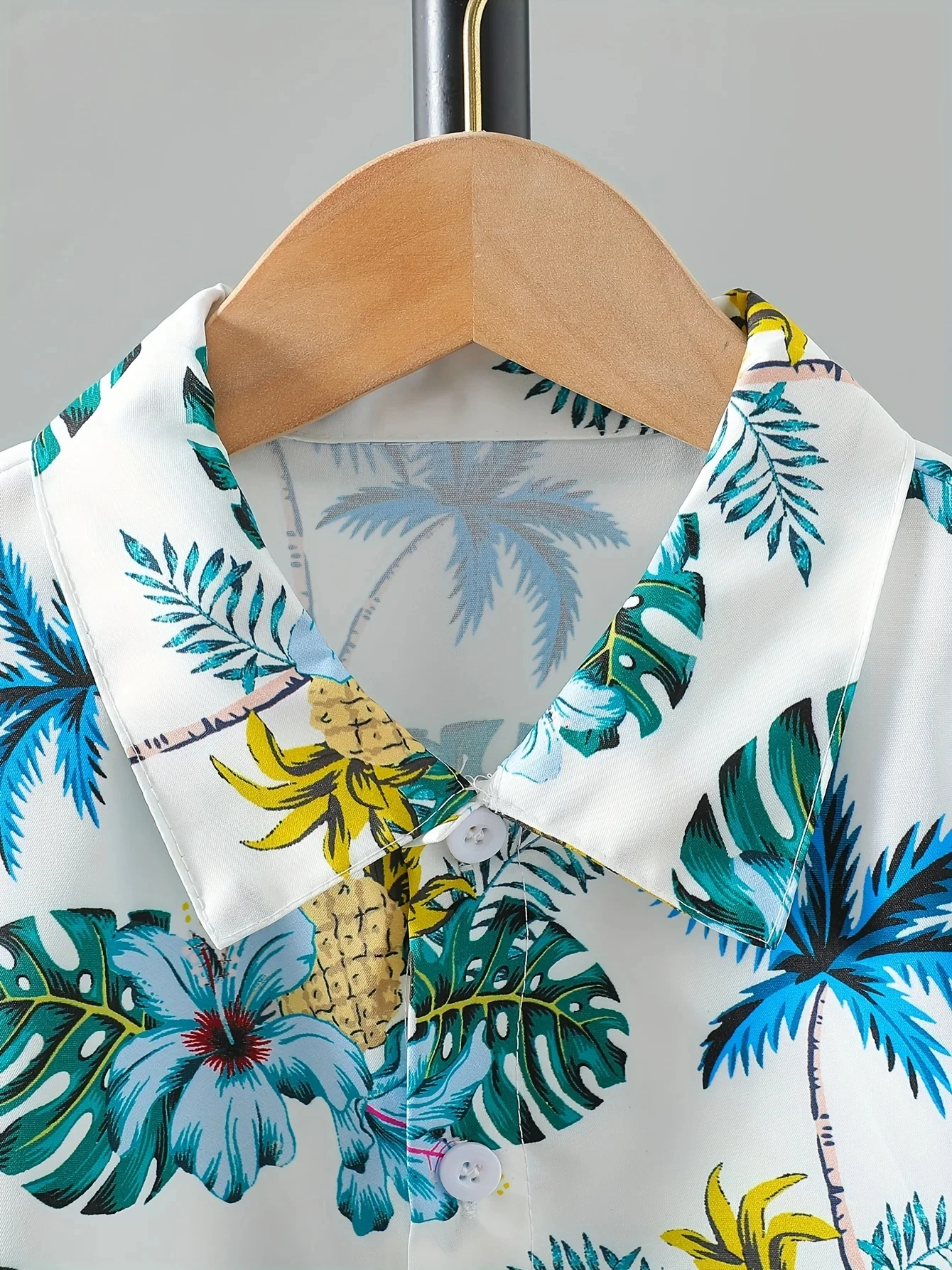 Casual Shirt Boy Beach Tropical Leaves and Coconut Tree Print Shirt Top Boys Creative Short Sleeve Shirt Lapel Tops Boys Clothes