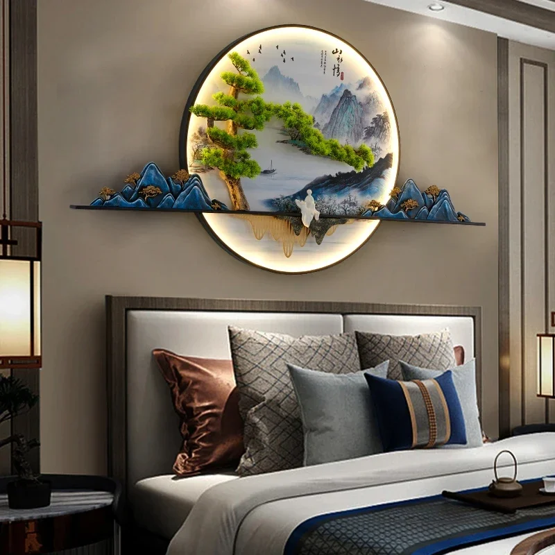 2025 Modern Chinese Picture Creative Landscape Picture Lamp Home Decor Living Room Study Bedroom Wall 3d Wall Painting With Ligh