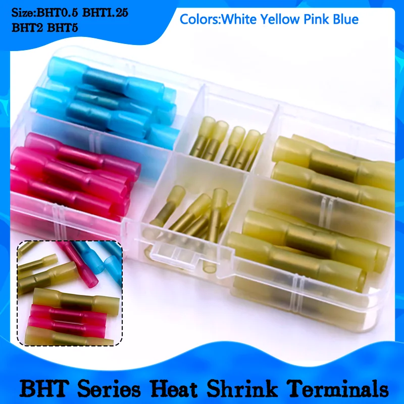 

Heat Shrinkable Cable Terminal Tube BHT0.5 BHT1.25 BHT2 BHT5 For AWG22-10 Waterproof Butt Crimp Copper Insulated Connectors