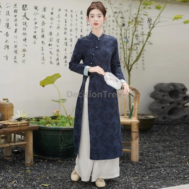 

2025 new chinese style improved daily qipao zen temperament vintage tea garment vietnam style elegant classical trendy aodai