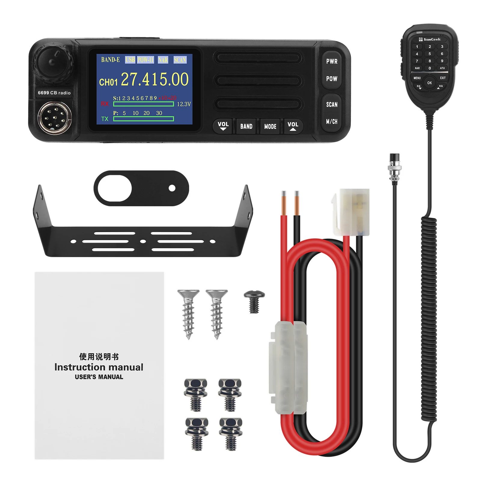 2026 Hamgeek 6699-CB Radio 1-30MHz/21-30MHz Mobile Radio Supporting FM/AM/CW/SSB Modes with Microphone