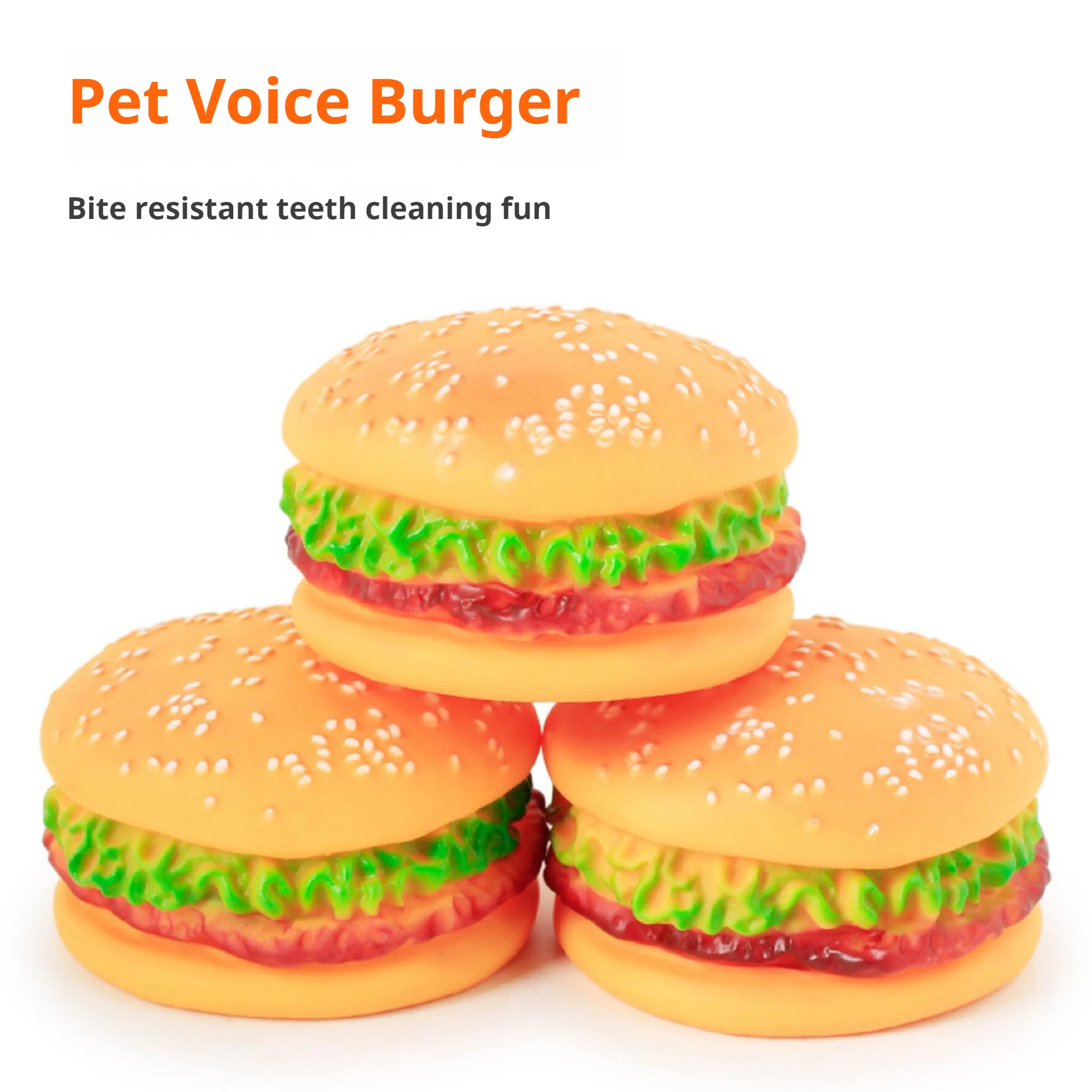 

Dog Simulation Hamburger Bite Resistant Grinding Sound Toy Ball, Enamel Colored, Teeth Cleaning, Training Pet Supplies