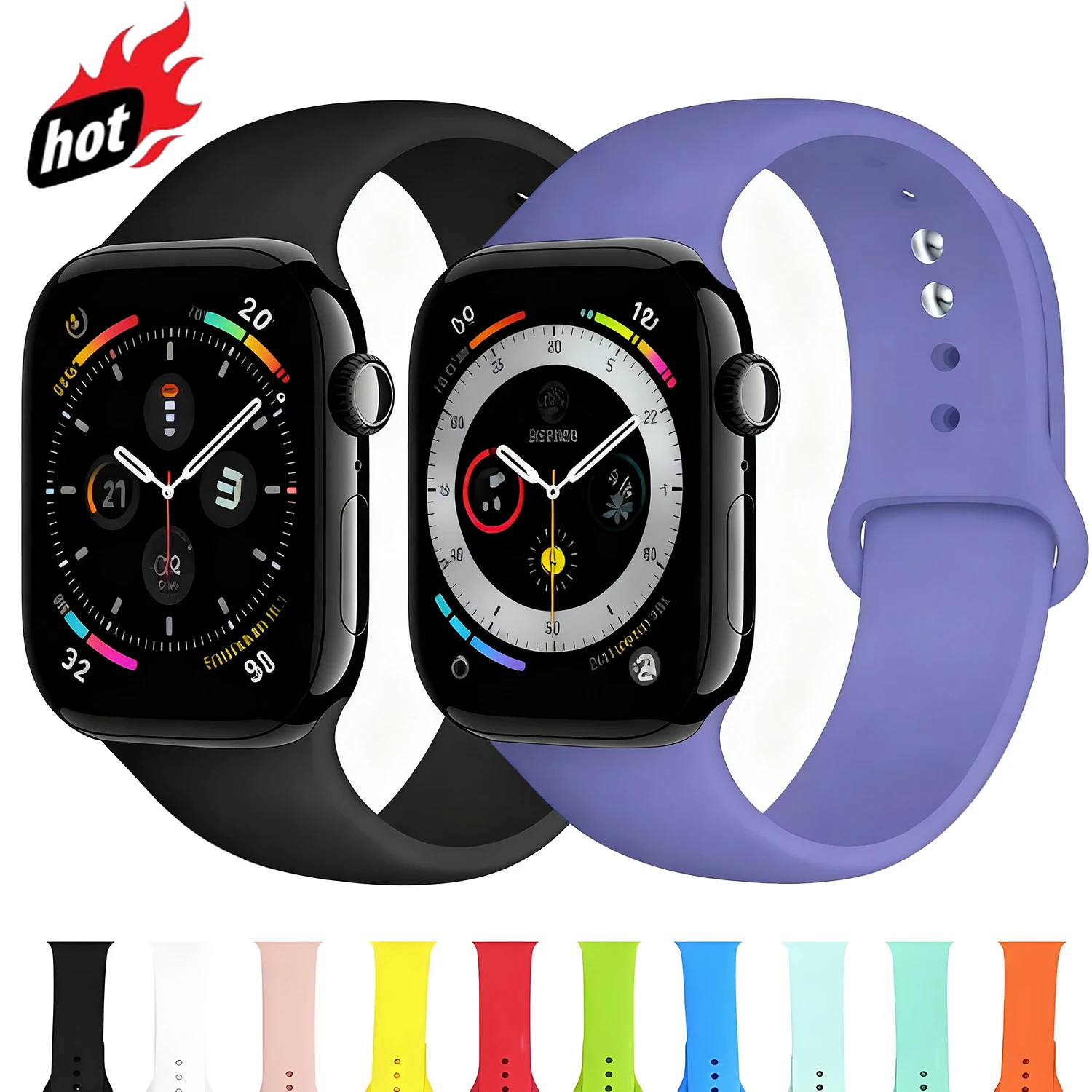 Armbänder für Apple Watch Band 49 mm 44 mm 45 mm 41 mm 40 mm 46 mm 42 mm Correa Silikonarmband Iwatch Serie 11 10 7 8 SE 6 9 Ultra 2/3