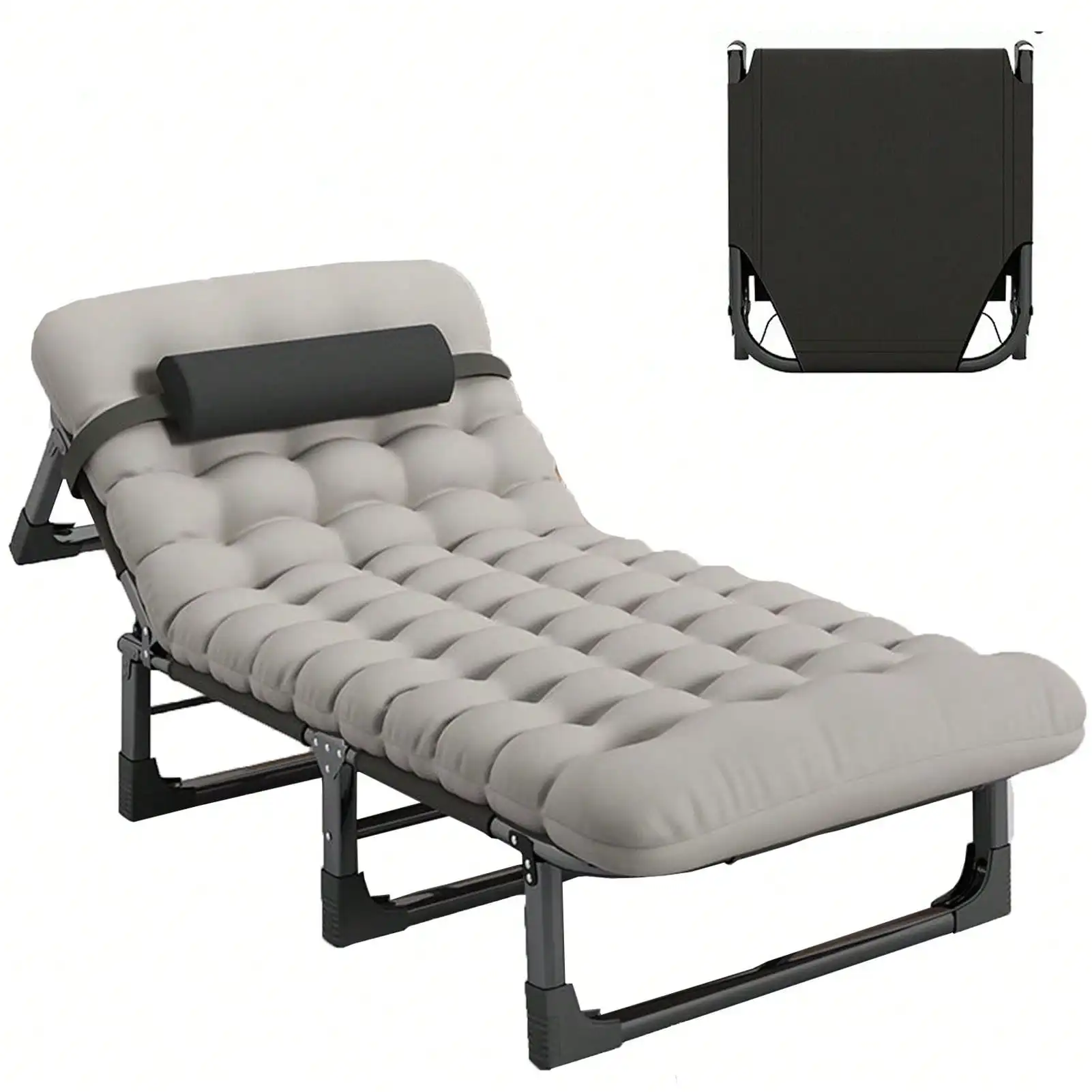 

Camping Cot, 4 Positions Adjustable Reclining Folding Camping Cot Sleeping Bed Cots For Adults Outdoor Portable Chaise Lounge Ch