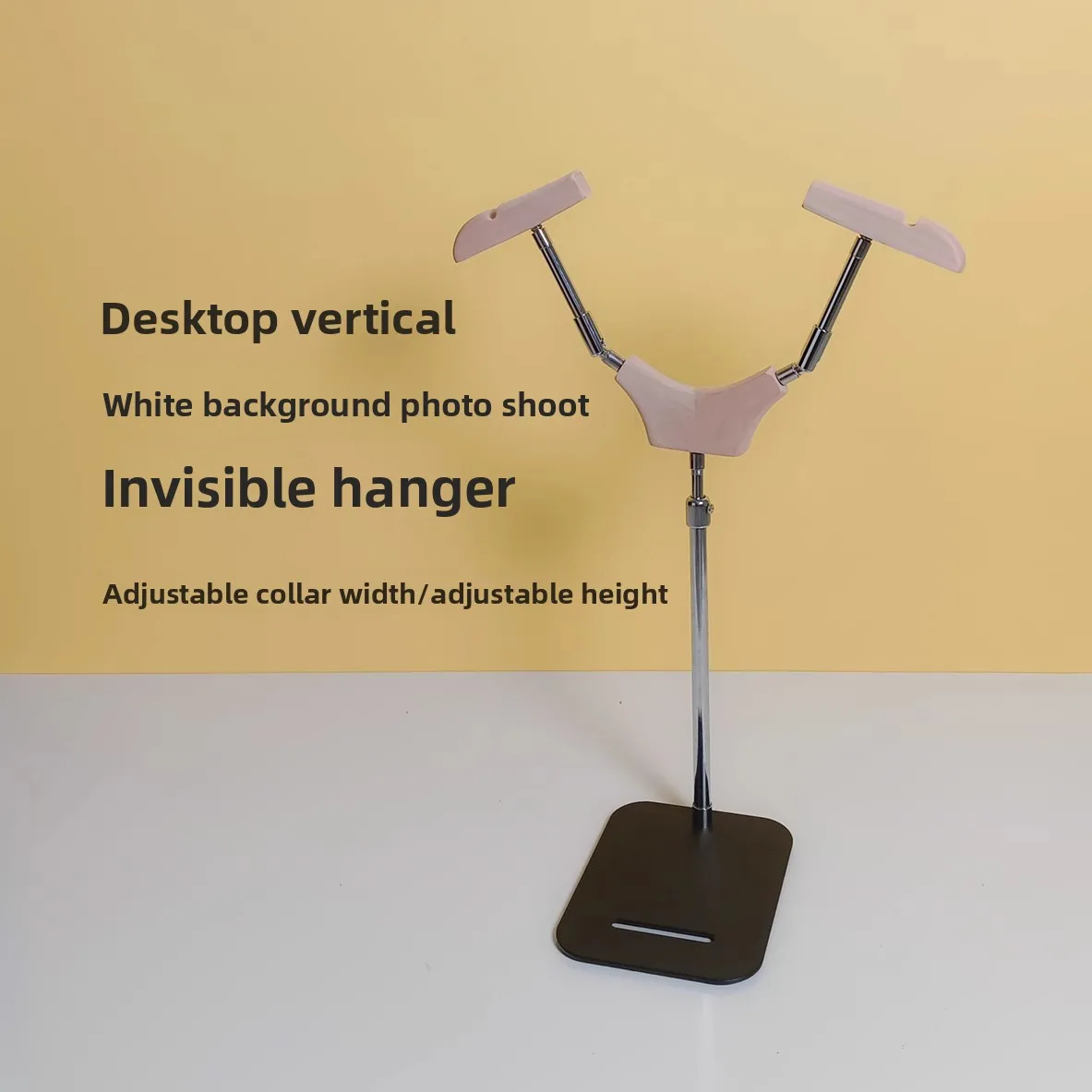 白い背景の襟撮影用調整可能なインビジブルホロー衣類写真撮影用小道具写真用無垢材ハンガー