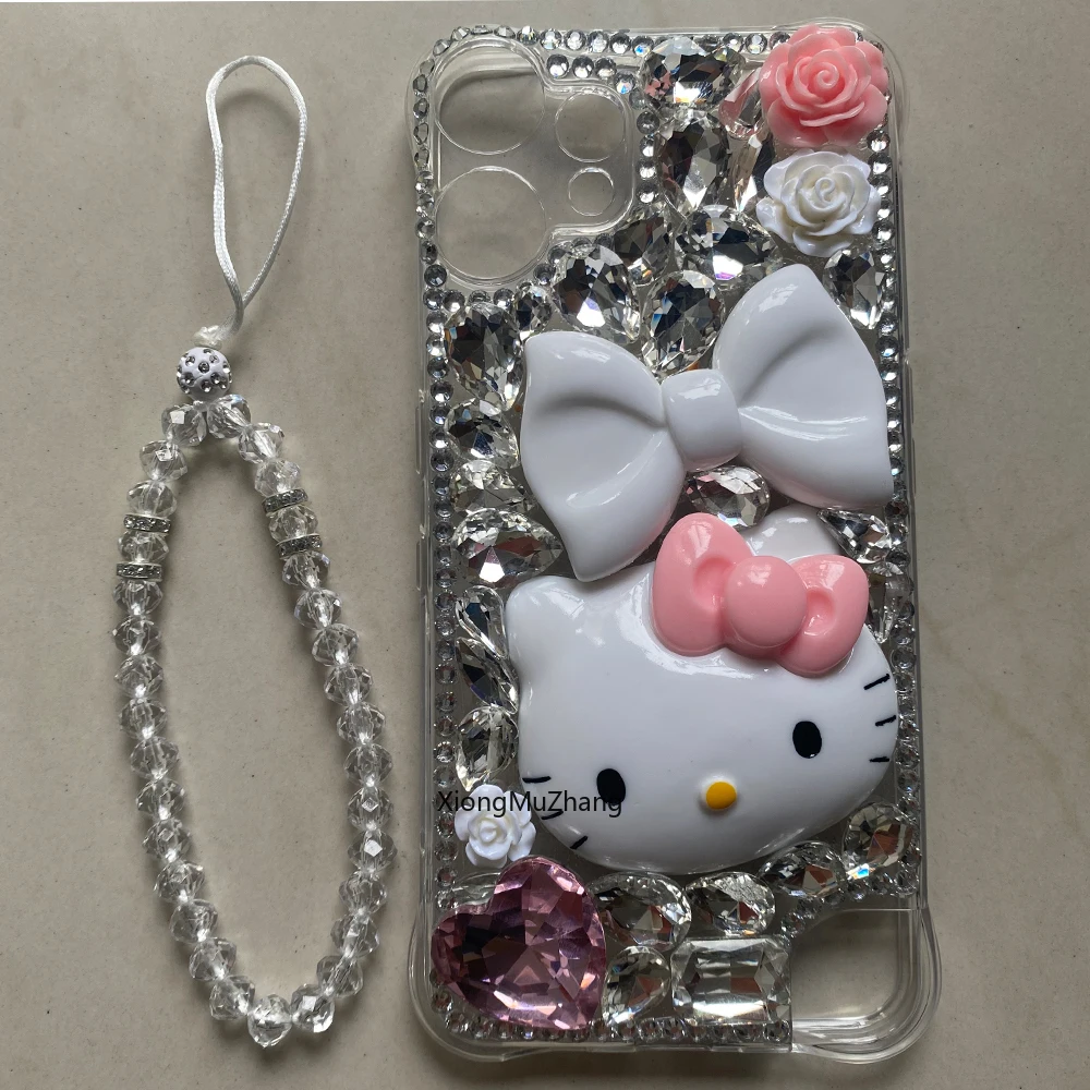 Für Nothing Phone 4A 4B (4A) Pro Phone 3 3A Pro 3A Lite 2 2A 1 Hello Kitty Diamant Bling Handgelenk-Schlaufe Hülle Strass-Abdeckung – Detail 7