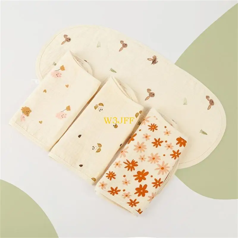 

W3JF Newborn Infant Saliva-Towel 4-layer Muslin Burp Cloths Burp Rags for Girl-Boy Muslin Washcloths Baby Bibs Burping Cloths