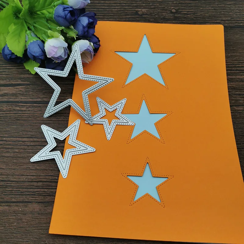 3 sztuk/zestaw gwiazda garnitur metalu wykrojniki szablony dla DIY Scrapbooking dekoracyjne wytłaczanie rzemieślnicze szablon sztancowanie